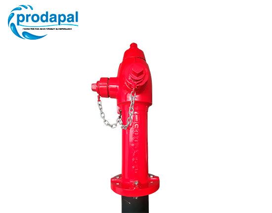 Vista lateral del hidrante tipo poste con 2 bocas de 63.5 mm