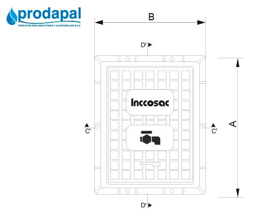 Marco y Tapa Termoplástica sin Visor para portamedidor de Agua ½” - ¾” Modelo Normado - Imagen 2