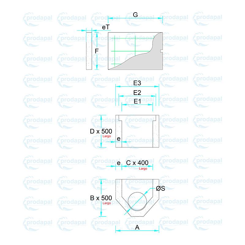 Caja de Concreto Prefabricado para Registro de Desagüe 0.25 x 0.40 m – 3 Piezas con Alta Resistencia - Imagen 2