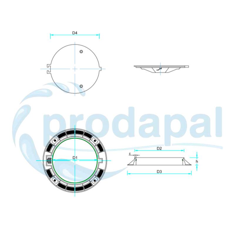 Marco y Tapa de Hierro Dúctil D400 Ø600 mm con Doble Seguro – 40 ton | Prodapal - Imagen 2